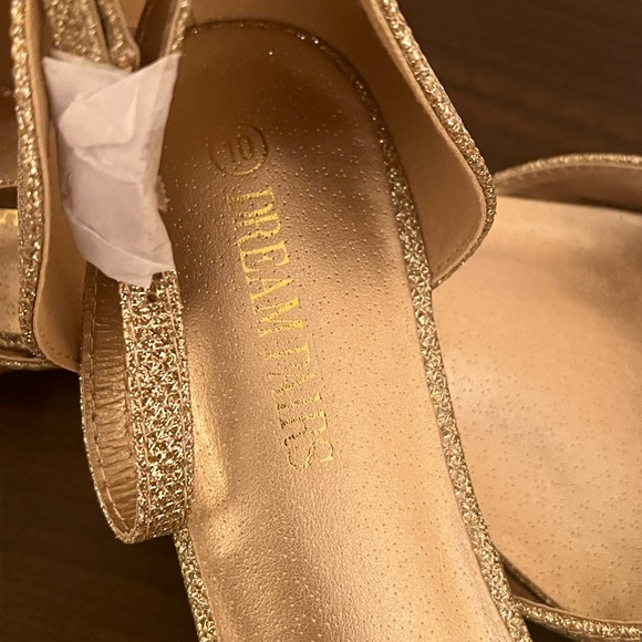 Dream Pair gold glitter formal flat shoe size 10 - Picture 5 of 6